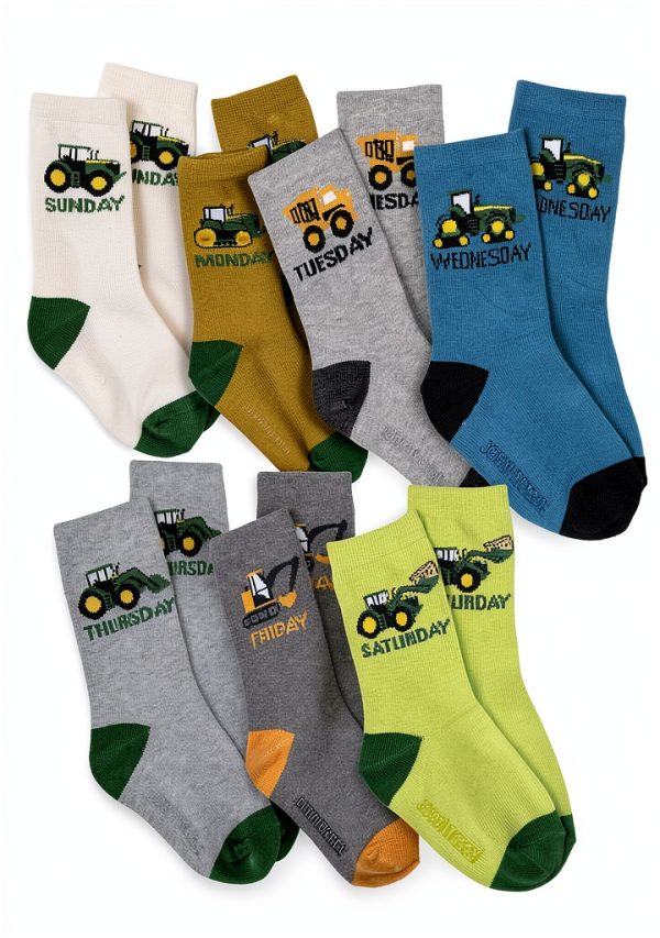 John Deere Kids Crew Socks Days of Week Design Size 12-24M-0