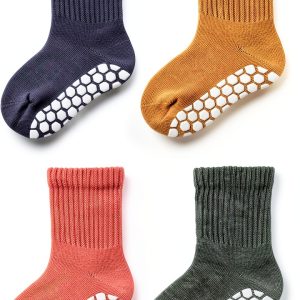 Toddler Crew Socks KidComfort Assorted 6 Pairs Non-Slip Cotton-0