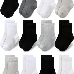 Cotton Crew Socks KidComfort Unisex Baby Toddler 12‑Pair Assorted-0