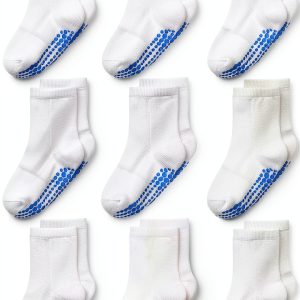 SkiBeaut Baby Socks 6-12 Months Non‑Slip Crew 12‑Pair Pack White-0
