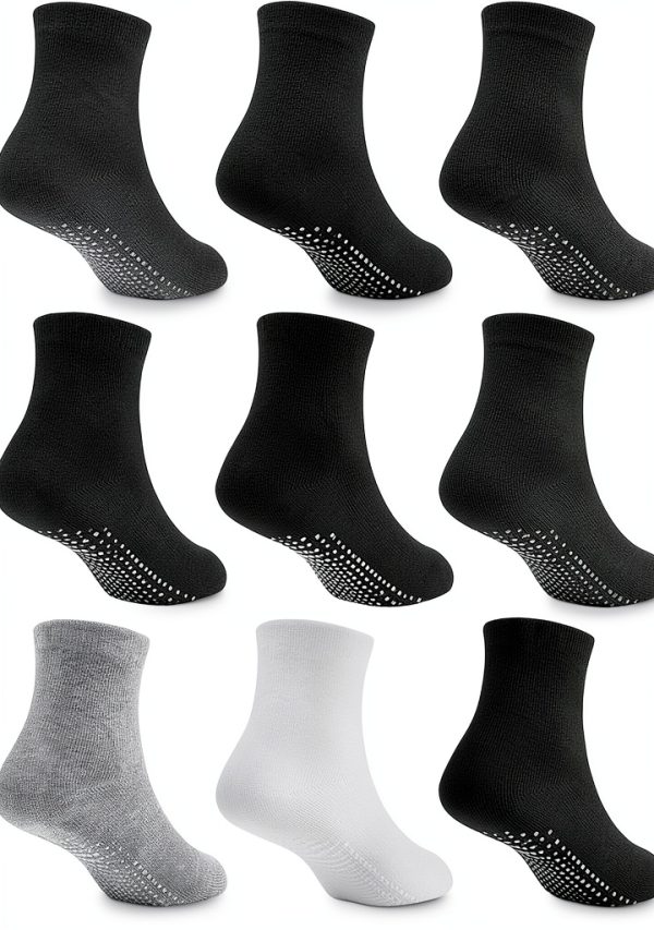 Toddler Boy Socks SkiBeaut 12 Pair Crew Non Slip Grippers for Ages 1-7-0