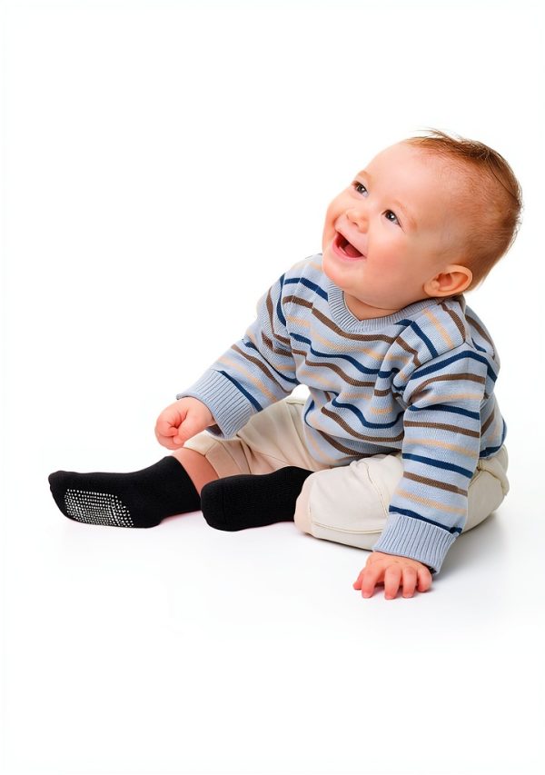 Toddler Boy Socks SkiBeaut 12 Pair Crew Non Slip Grippers for Ages 1-7-5